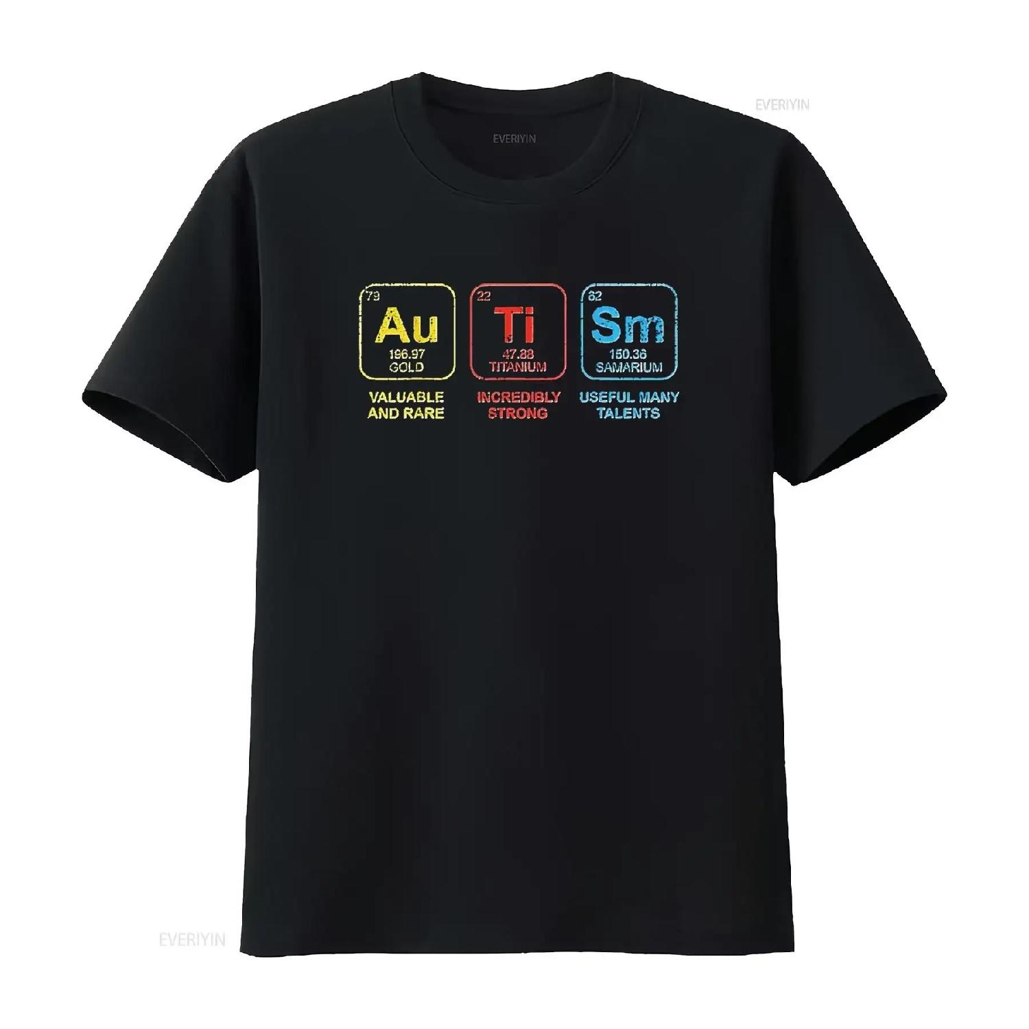 

Autism Awareness Kids Elements Periodic Table Asd T Shirt Black Large vintage Washed homme streetwear Stylish XXXXXL різнокольоровий