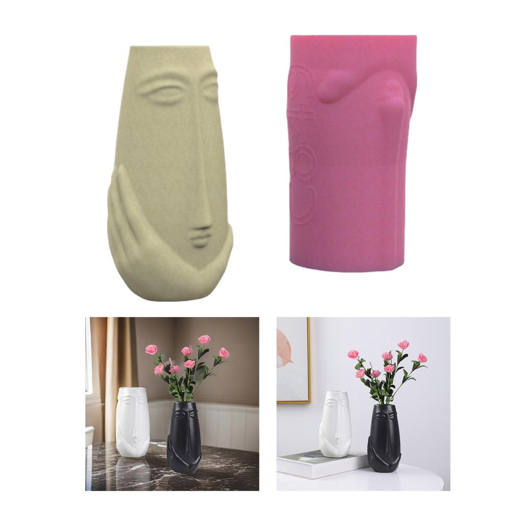 Succulent Vase Moulds Flowerpot Mold Human Face Shape Plant Pots Mold Pen Storage Holder Moulds Suitable for Crafting