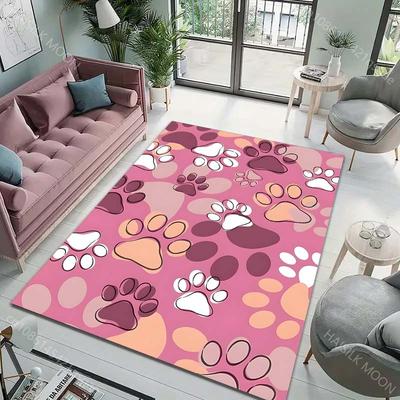 Cute Dog Paw Prints Carpet for Living Room Bedroom Sofa Creative Doormat Home Decor Area Rugged Non-slip Mat Luxury Gifts