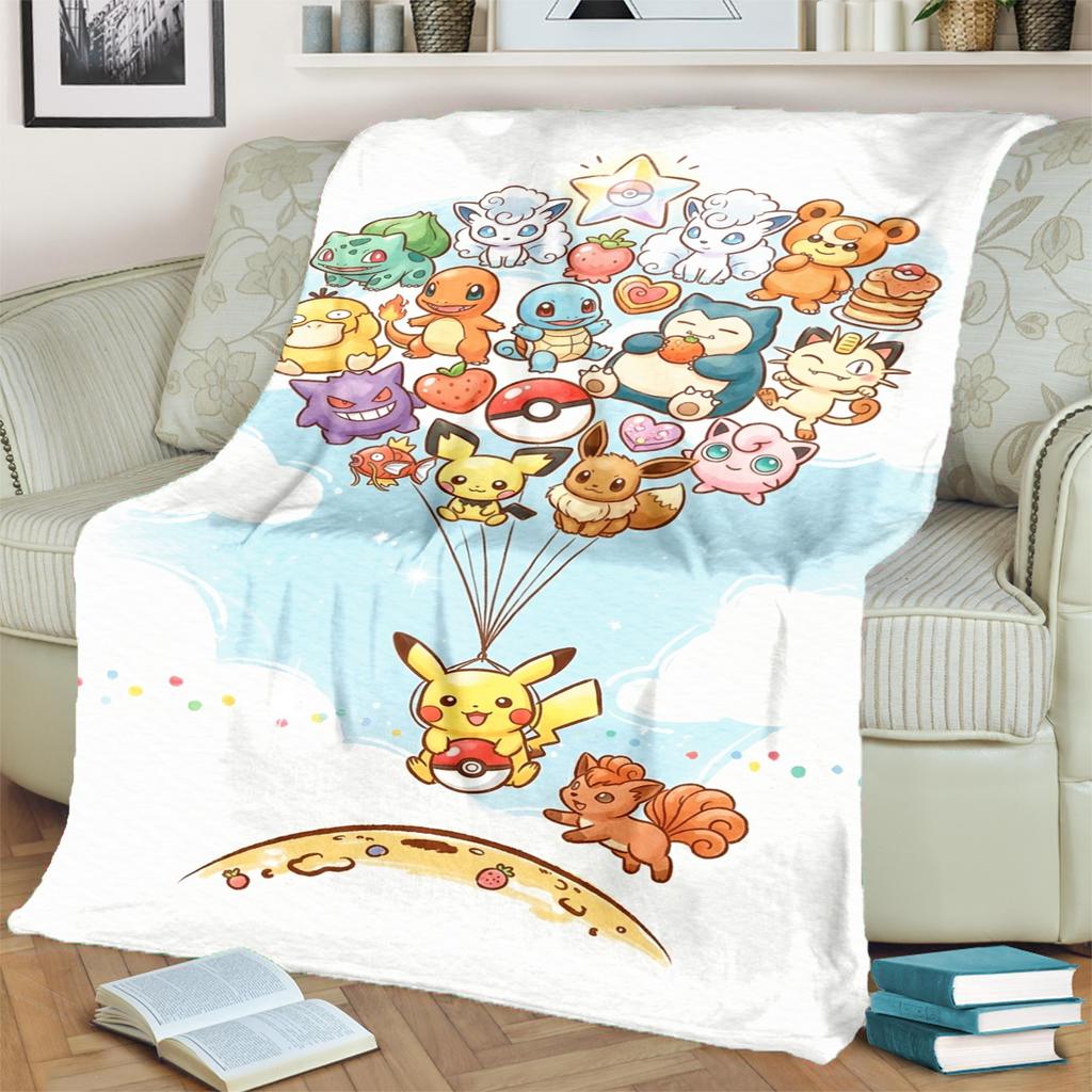 Pokémon Print Flannel Blanket for Bedrooms, Sofas, Beds, Chairs, Picnics, Travel  Warm  Comfortable-kwq173
