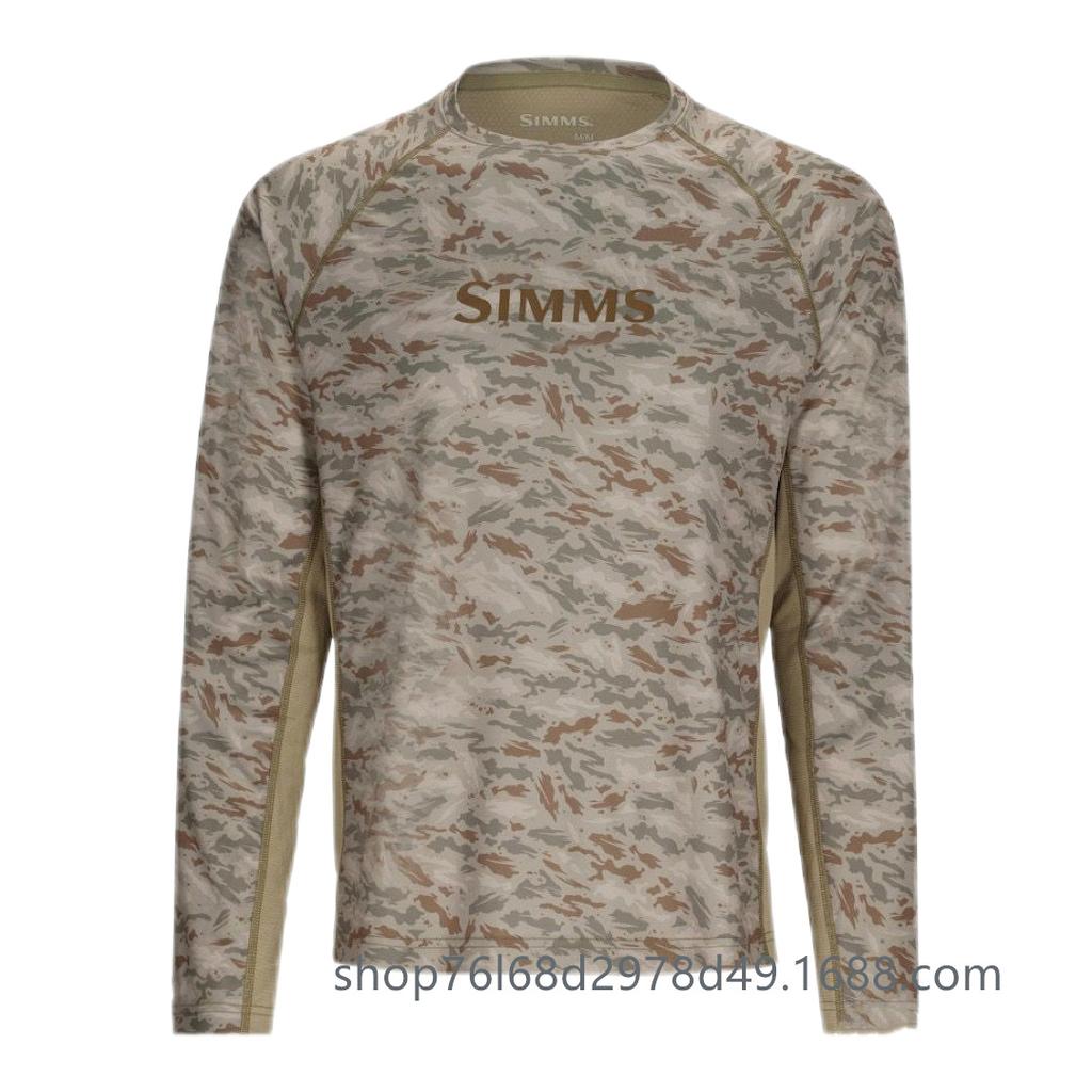 SIMMS Fishing Suit Luya Long-sleeved Crew Neck T-shirt Men's Summer Sunscreen Suit UPF50 Quick-drying Breathable Fishing Suit