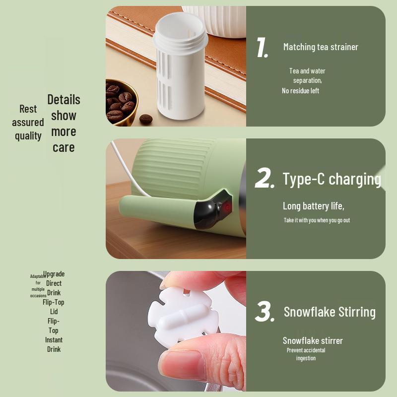 2026 Electric Mixing Mug with Temperature Display – Perfect for Coffee, Smoothies, Tea, and Travel.