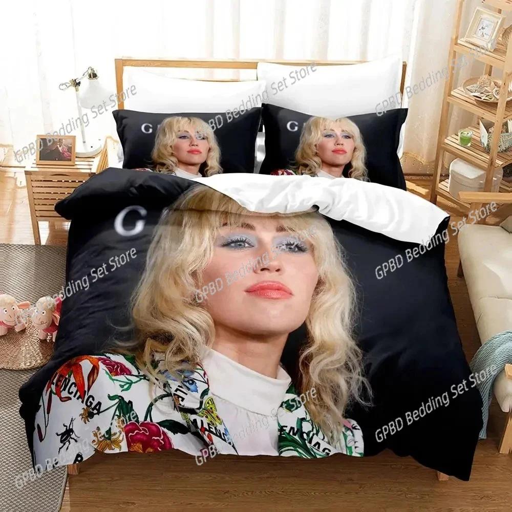 Singer Miley Cyrus Beding Set For Bedrom Soft Modern Bedspreads Comefortable Children Kids Soft Duvet Cover Comfortable Quilt Cover And Pilowcase