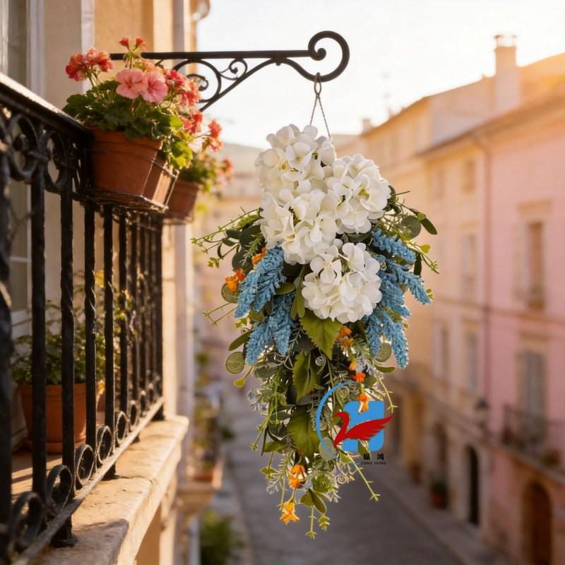 Hanging Floral Wreath Decor Harvest Festival Doorway Wall Display Modern Minimalist Silk Flower 60x35cm