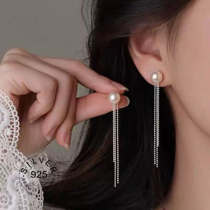 925 Silver Vintage Earrings For Women Trendy Simple Star Long Tassel Earring Jewelry Prevent Allergy Party Accessories