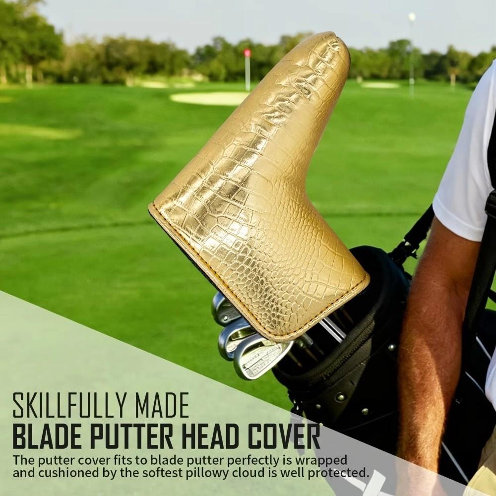 PU Leather Golf Putter Headcover Alligator Grain Pattern Putter Head Cover Golf Club Storage