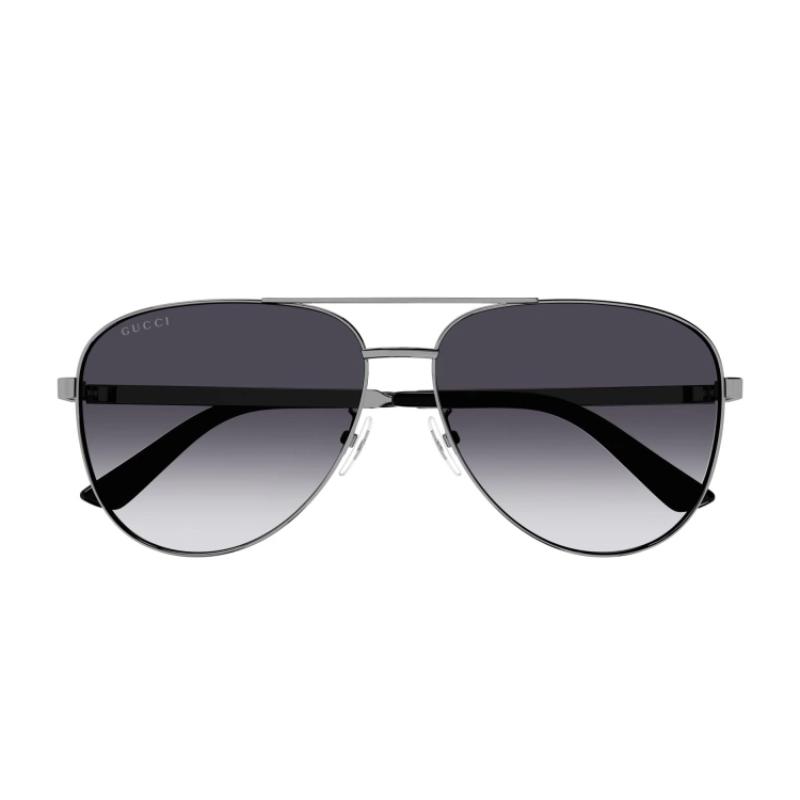 GUCCI Side stripe trim frame Ruthenium red frame Blue lenses Metal aviator Sunglasses Men's