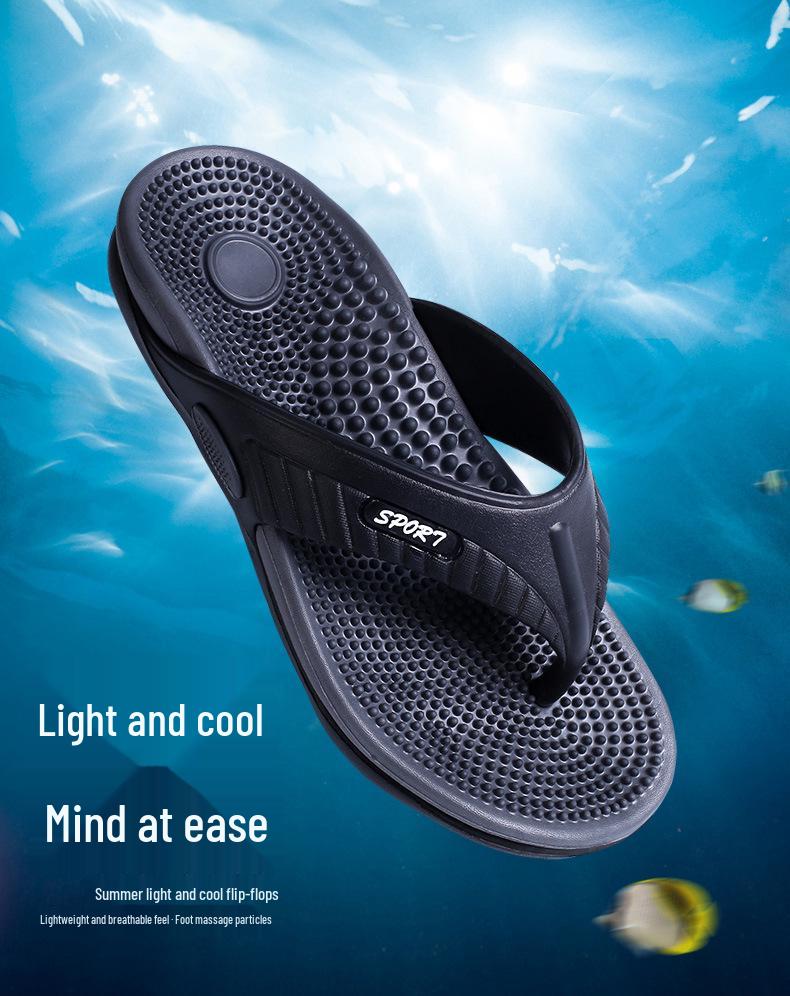 Men's Colorblock Massage Sole Flip Flops - Plus Size Lightweight Beach Toe Post Slippers for Outdoor Casual Wear