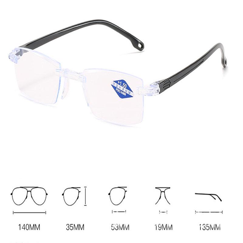 Intelligent Zoom Anti-blue Light Frameless Frame Cutting Edge Reading Glasses Men And Womean