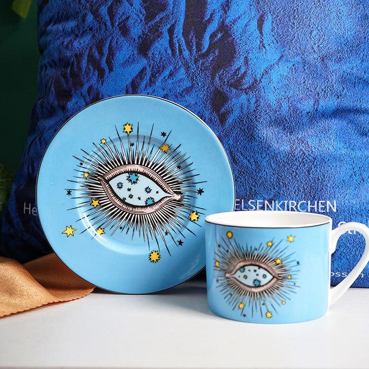 Nordic Luxury Cups Saucers Coffee Mug Creative Starry Eye Ceramics Home Afternoon Tea Milk Flower Tea Cup Mug Vintage