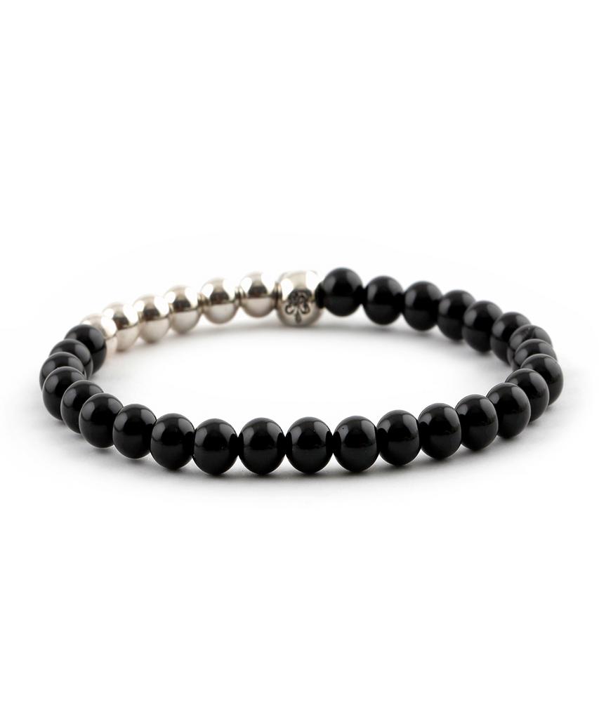 Shoveoff Svb-219 Silver 92.5 Skull Onyx Bracelet