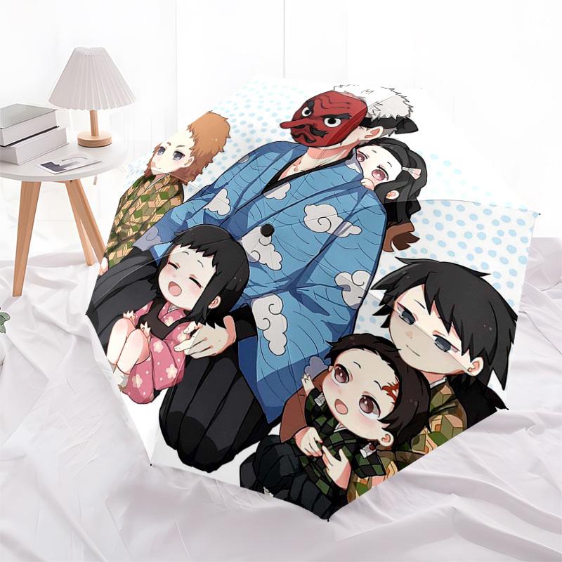 1pc Japanese Mask Family Design Outdoor Umbrella - Automatic Opening/Closing, Portable 3-Fold Design, 8-Bone Iron Frame, Perfect Gift for Fans, T