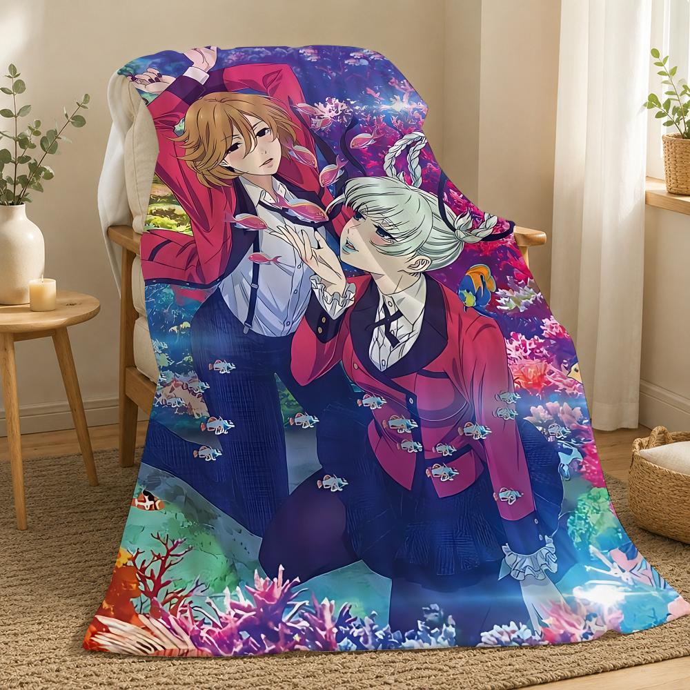 Kakegurui Anime Throw 240g flannel blanket, suitable for sofas, beds, offices, exquisite gift blankets 75X95CM