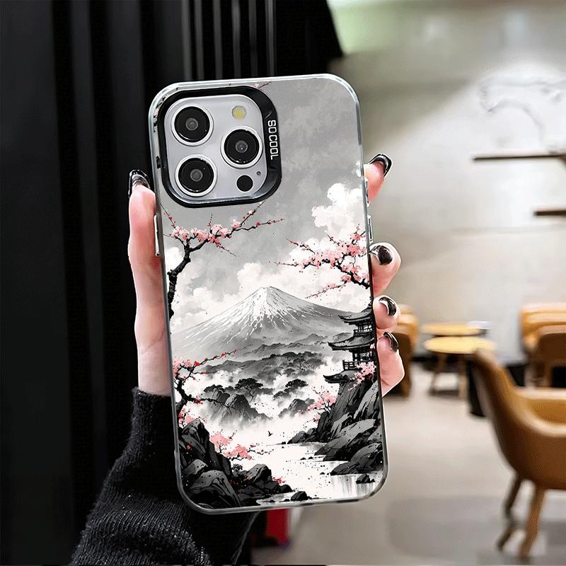 Japanese Minimalist Pine Tree Shockproof Phone Case for iPhone 17 Air 16 16E 15 Pro Max 14 Plus 13 Mini 12 Back Cover Anti Fall