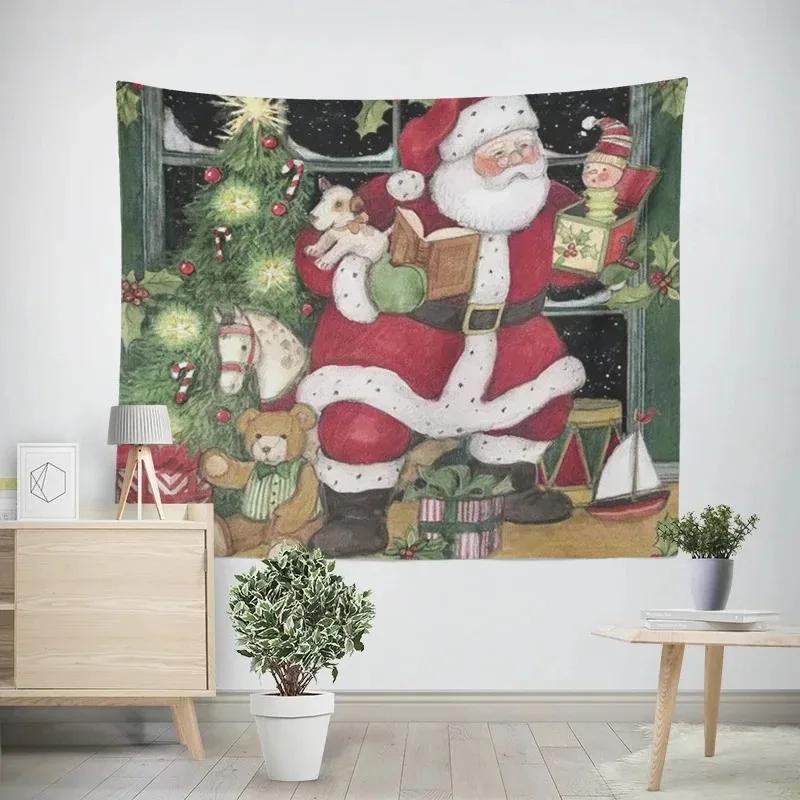 Christmas New Year Santa Claus Tapestry Living Room Sofa Home Decoration Christmas Gift