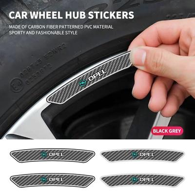 AAHG1 4pcs Car Tire Rims Stickers Wheel Accessories Decals For Astra H Astra J G Corsa Insignia Zafira B Vectra C Corsa D Vivaro
