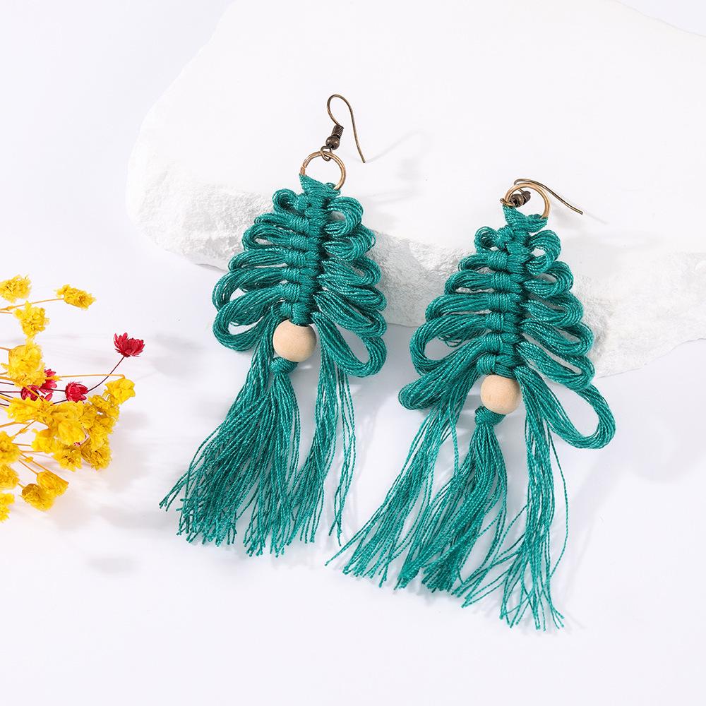 Европейские и американские высококлассные серьги-подвески с кисточками ручной работы - винтажный этнический стиль