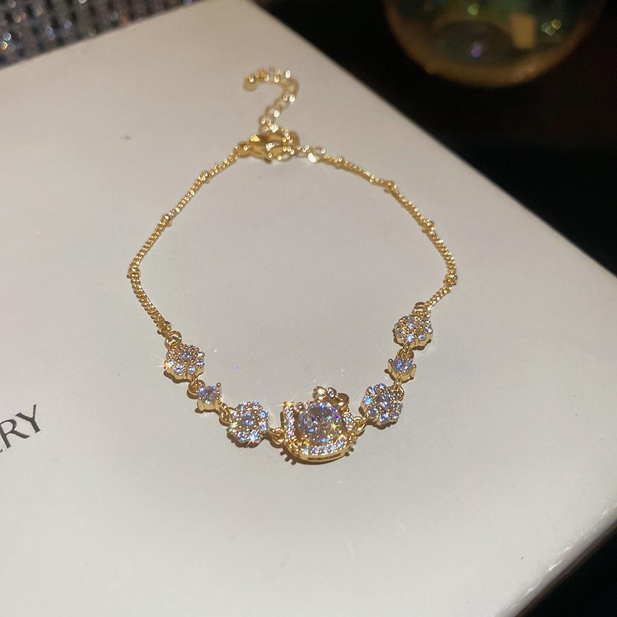Korean Style Sparkly Multi-Layer Zirconia Bear Bracelet - Luxurious, Versatile Fashion Jewelry for Women