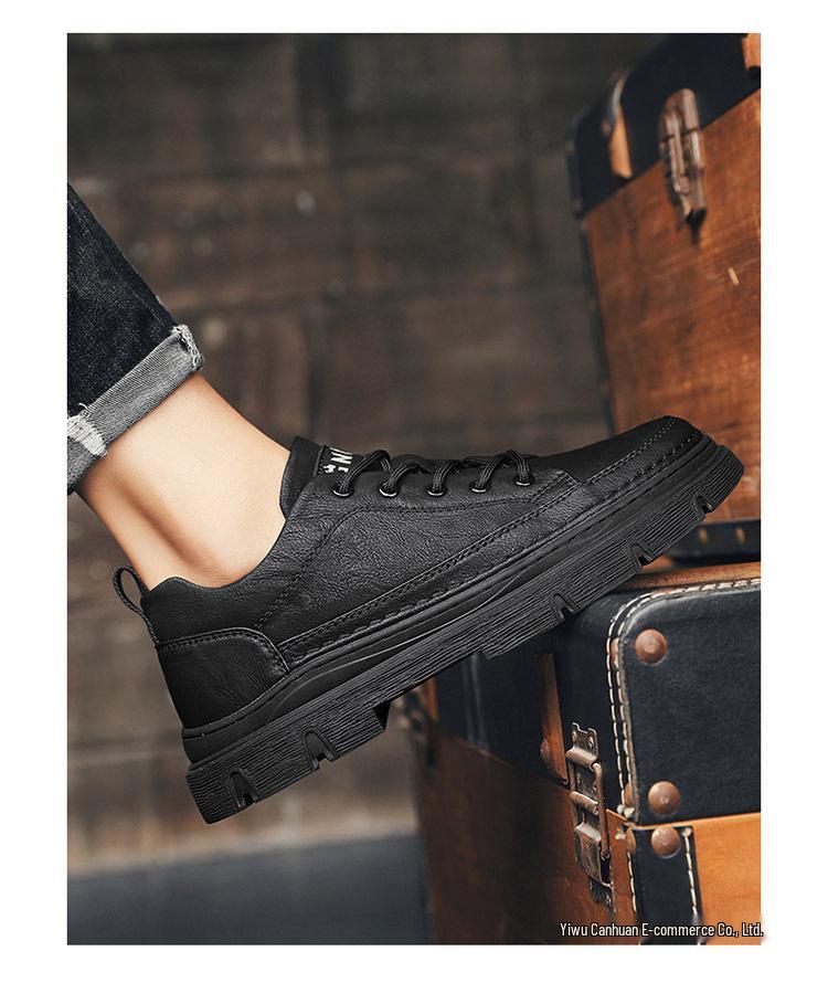2025 Men's Autumn Leather Low-Top Martin Boots - Soft Sole Casual Workwear Shoes.