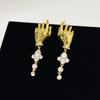 Vintage Creative Hand Shape Dangle Earrings For Women Fashion Gothic Jewelry Crystal Tassel Pendant Earrings Accessory Gift