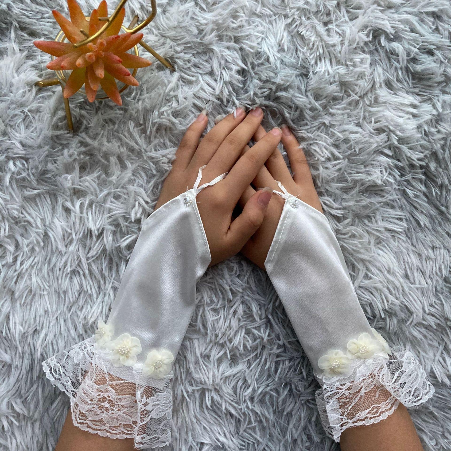 

Эластичные атласные церемониальные перчатки для глажки, свадебные перчатки для невесты one size fits all белый