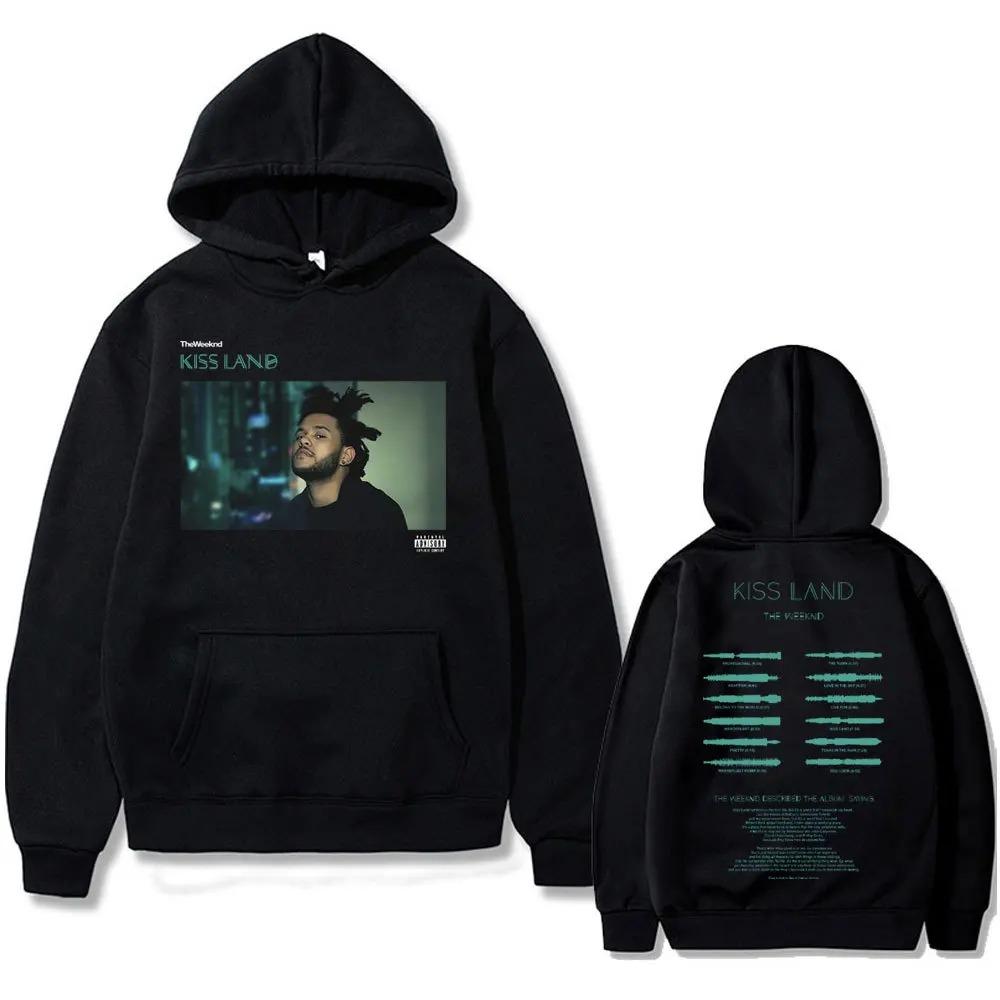 Weeknd Kiss Land Двусторонний принт Мужская Осенняя флисовая Худи Обычный крой Длинный рукав Одежда Модная Уличная одежда Спортивная одежда 4XL
