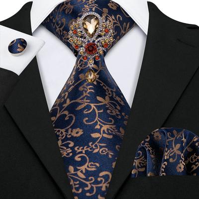8 vzorů Paisley kravatová brož pro muže Svatební formální hedvábná kravata Hanky sada manžetových knoflíčků