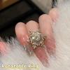 Light Luxury Snowflake Ring Crystal Zircon Finger Ring Rotatable Snowflower Ring  Anniversary