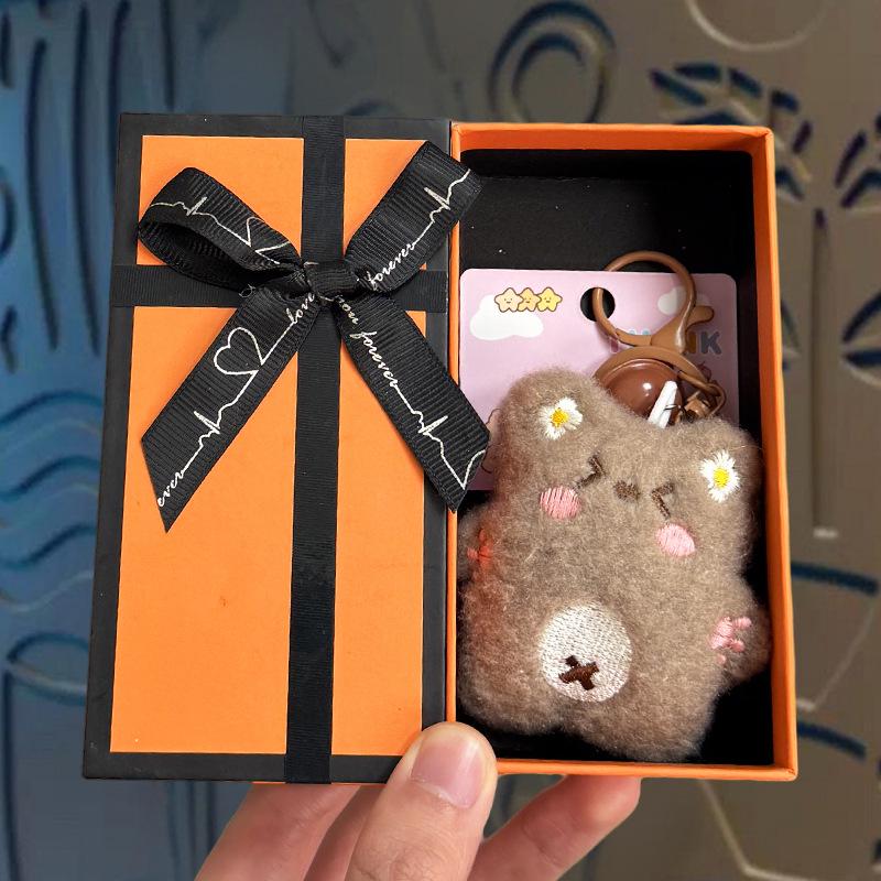 Plush Squeaky Bear Keychain Pendant - Cute Backpack Doll, Cartoon Gift