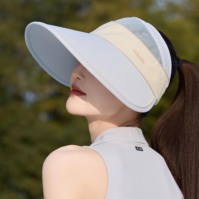 Women's Quick-Dry Ice Silk Sun Hat with Large Brim - Summer Open Top, Korean Style, for Large Head Circumference