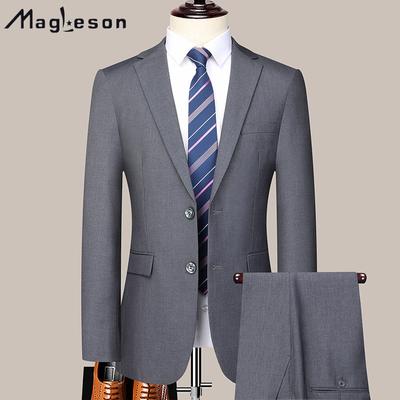 2-teiliges Set Herrenbekleidung, stilvoller formeller Anzug, Herrenanzug, Business-Büro, Hochzeitsanzug, Jacke + Hose, Anzüge und Blazer