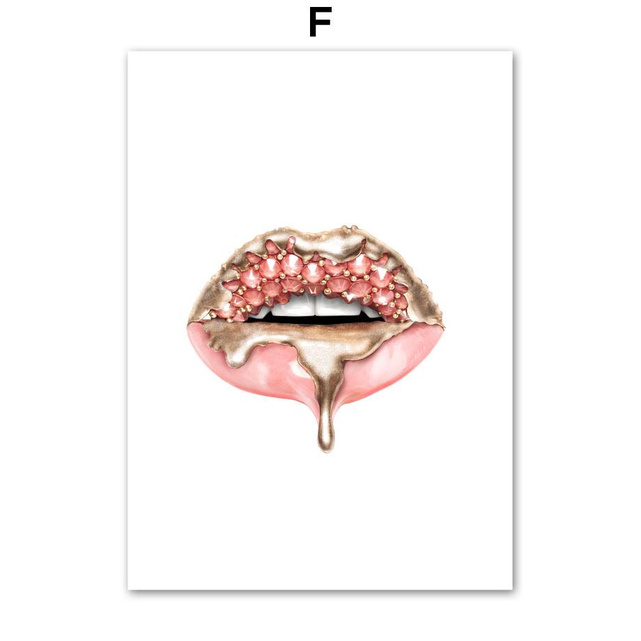 Pink Flower Paris Perfume Girl Lip Eyelash Wall Art Canvas Painting Nordic Posters And Prints Wall Picture For Grils' Room Decor