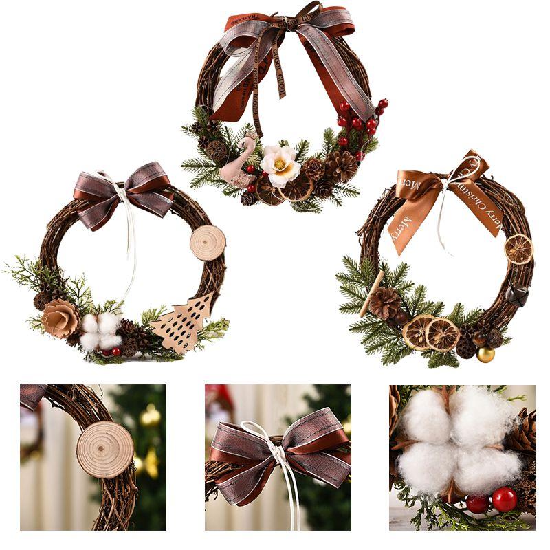 Stunning Christmas Rattan Wreath Garland For Front Door And Wall Decor With Pinecones