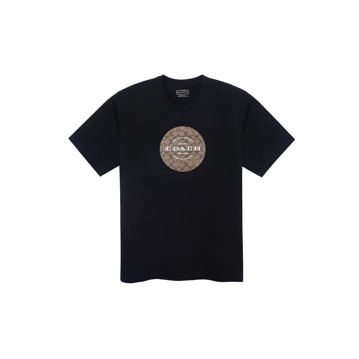 Coach Однотонная футболка с круглым логотипом-буквой свободного кроя повседневная с коротким рукавом унисекс черная C9140-BLK XL 13900₽