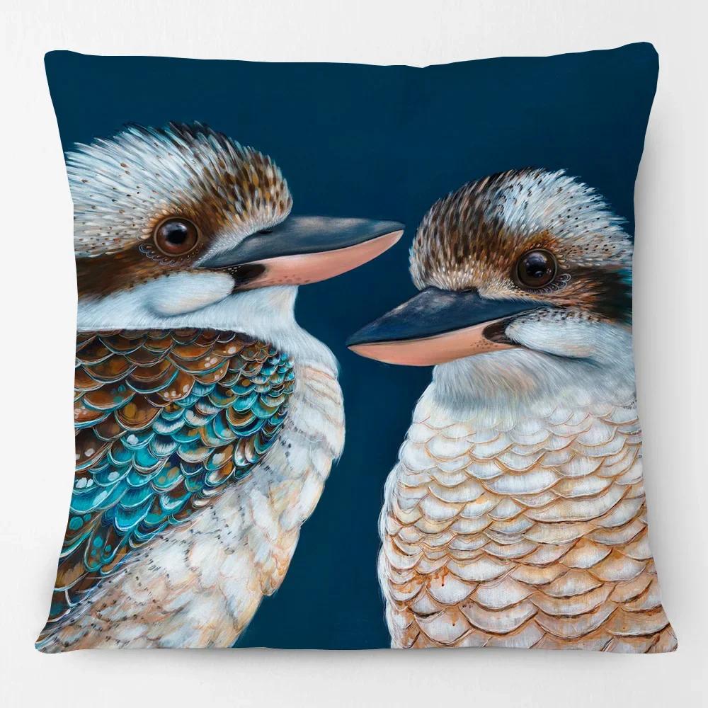 Beautiful Bird Parrot Kookaburra Floral Painting Cushion Cover Home Decorative Sofa Throw Pillow Case