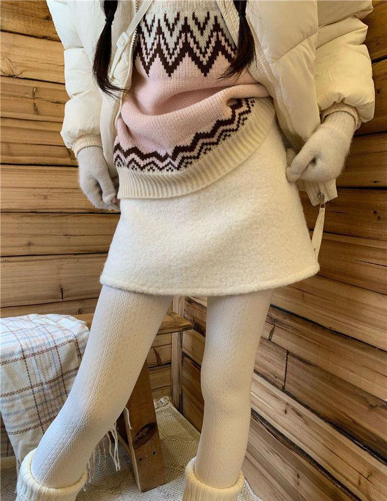Lambswool Plush Women's A-Line Bodycon Mini Skirt - Autumn Winter 2025
