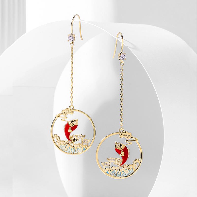 Chinese Red Series Festive Earrings: Retro National Style for New Year & Christmas Gifts
