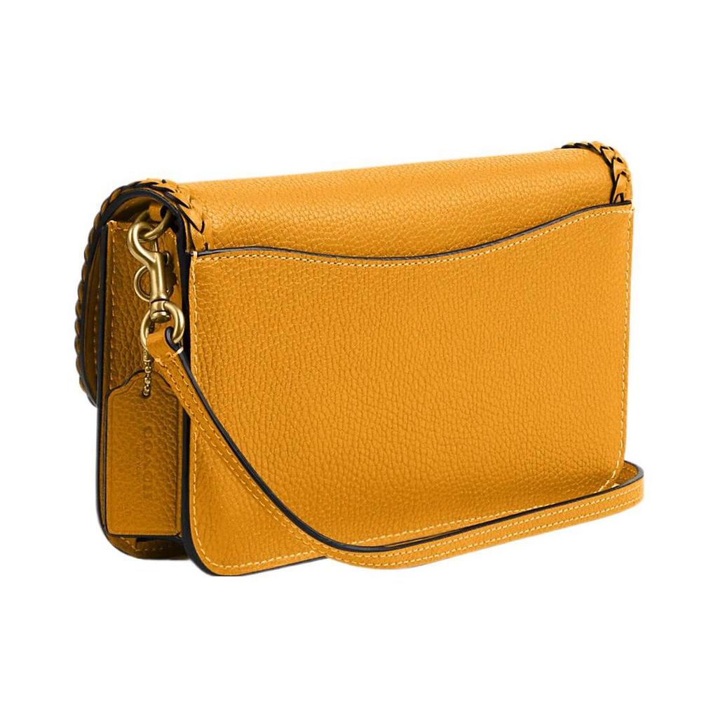 Coach Tabby 20 Solid Color Letter Logo Woven Edge Snap Flap Leather And Calfskin Messenger Bag Shoulder Clutch Small Women Bags Orange CJ863-B4UA