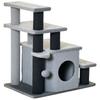 Adjustable Cat Steps, with House & Hanging Toy Ball - Grey