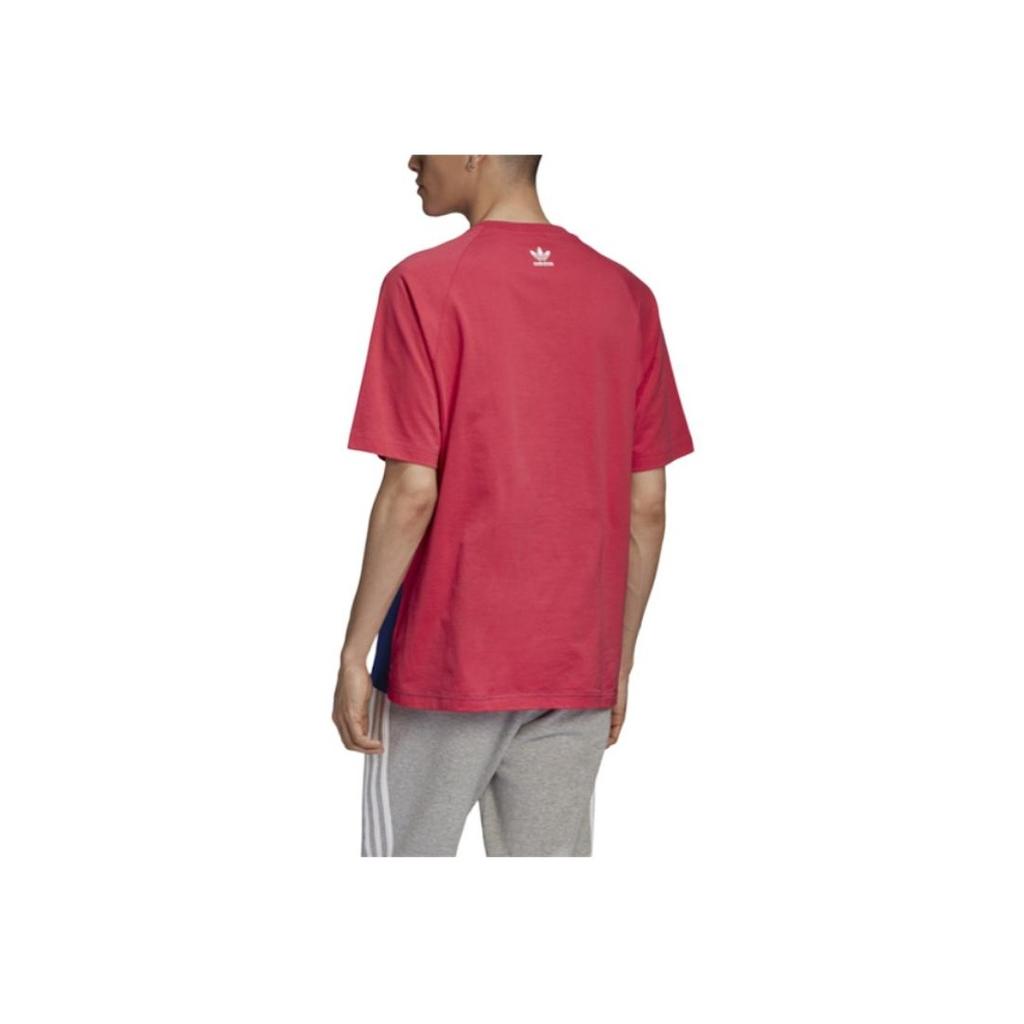 Adidas Originals Trifoliate Colorblock Logo Casual Short Sleeve T-Shirt Men Tops Red GE6222