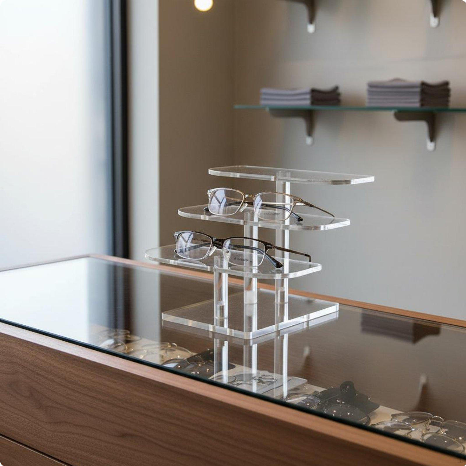 Acrylic Glasses Stand AntiSkid Bottom Sunglasses Rack NonSlip Base MultiTier