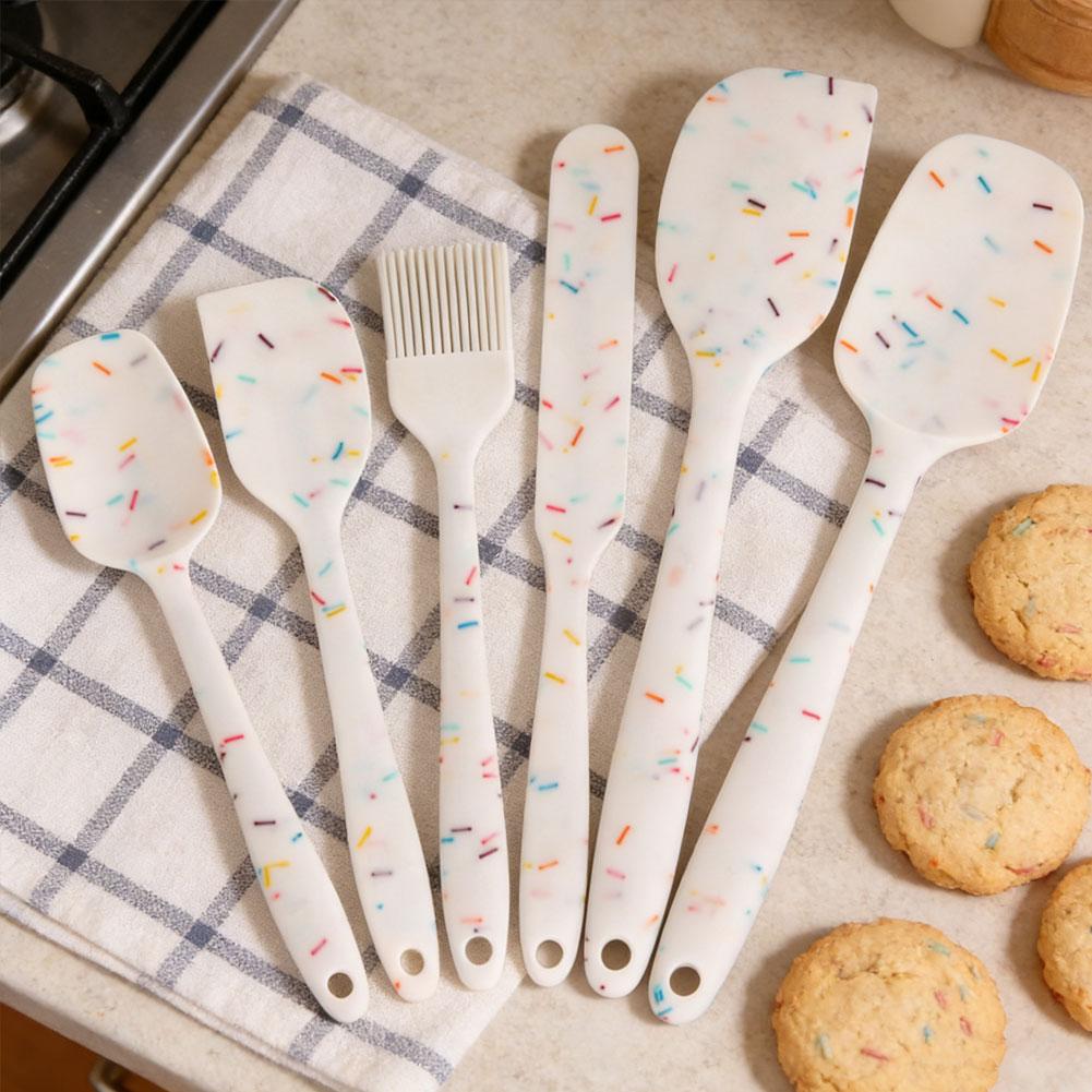 6-teiliges/Set Silikonspatel-Set Hitzebeständig Antihaft-Spatelwender Schaber Ölpinsel zum Kochen Backen Mischen Küchenwerkzeug
