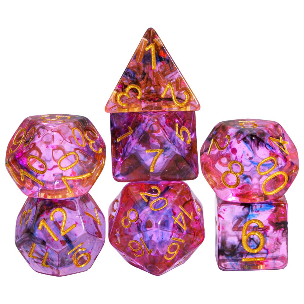 Cusdie Gold Foil DND Dice Set 7Pcs D&D Dice D4 D6 D8 D10 D% D12 D20 Polyhedral Game Dices for Role Playing Board Games