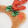 High-End Children's Christmas Antler Plush Headband with Bell Bow