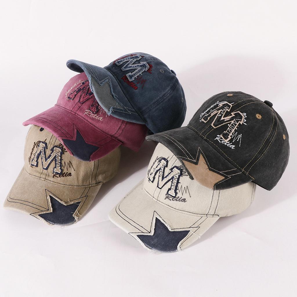 New Unisex Vintage Baseball Cap M Letter Embroidery Dad Hat Women Men Outdoor Streetwear Distressed Washed Cotton Sports Cap