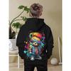 Boy's 3D printed bear pattern hoodie - colorful animal pattern long sleeved pullover machine washable