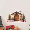 Holiday Party Supplies Snow House Wall Sticker for Christmas, Waterproof Stone Winter Decoration Decal, Removable Mural Living Room Bedroom Decals