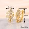 Open Hollow Leaf Shape Micro Paved Clear Stone Stud Earrings Women Elegant Ear Jewelry