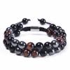 Men's Double-Layer Blue Tiger Eye & Black Agate Magnet Bracelet