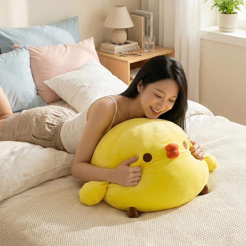Amuseable Super Soft Cartoon Doll Kawaii Little Yellow Chicken Plush Cushion White Toy Ornament Holiday Birthday Gift For Kids